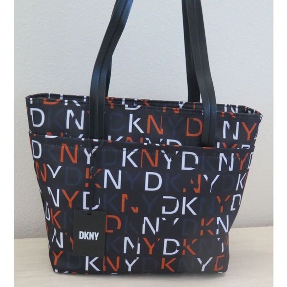 DKNY R21ADR89 LG Multicolor Signature Logo Allover Print Pam Shopper Tote $168 - Picture 3 of 13